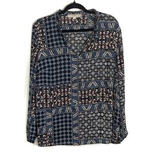 LOFT Peasant Patchwork Back Peplum Blouse